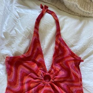 Zara Halter Cut-out Jacquard Bodysuit